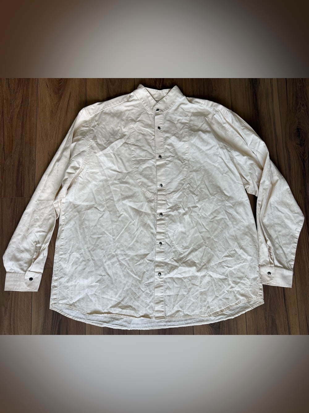 Wah Maker Shirt Mens XXL White Button Front Frontier Band Collar Made In USA